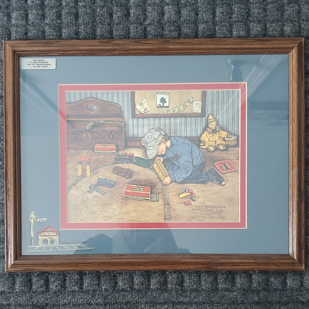 Framed Vintage Train Artwork